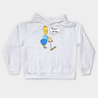 SCOOT OR DIE Yellow Cartoon Character Parody Kids Hoodie